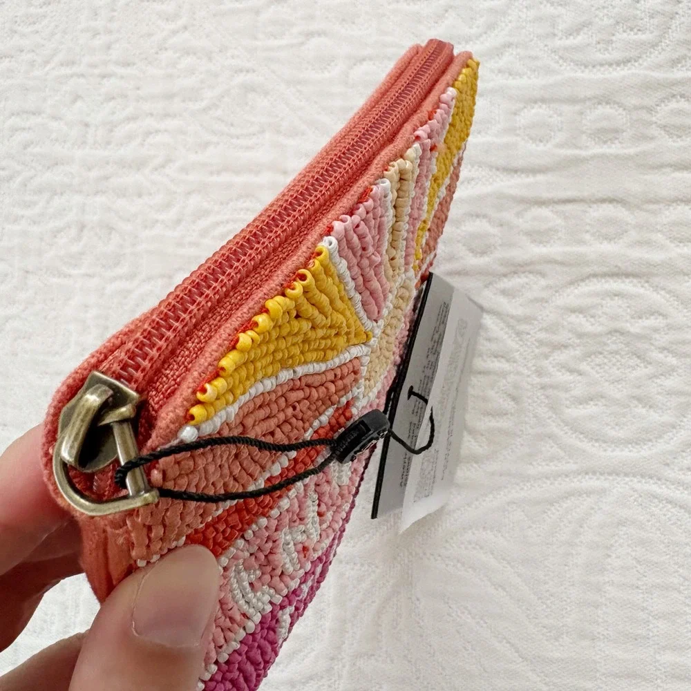 America & Beyond Enjoy Every Moment Beaded Pouch Coin Purse